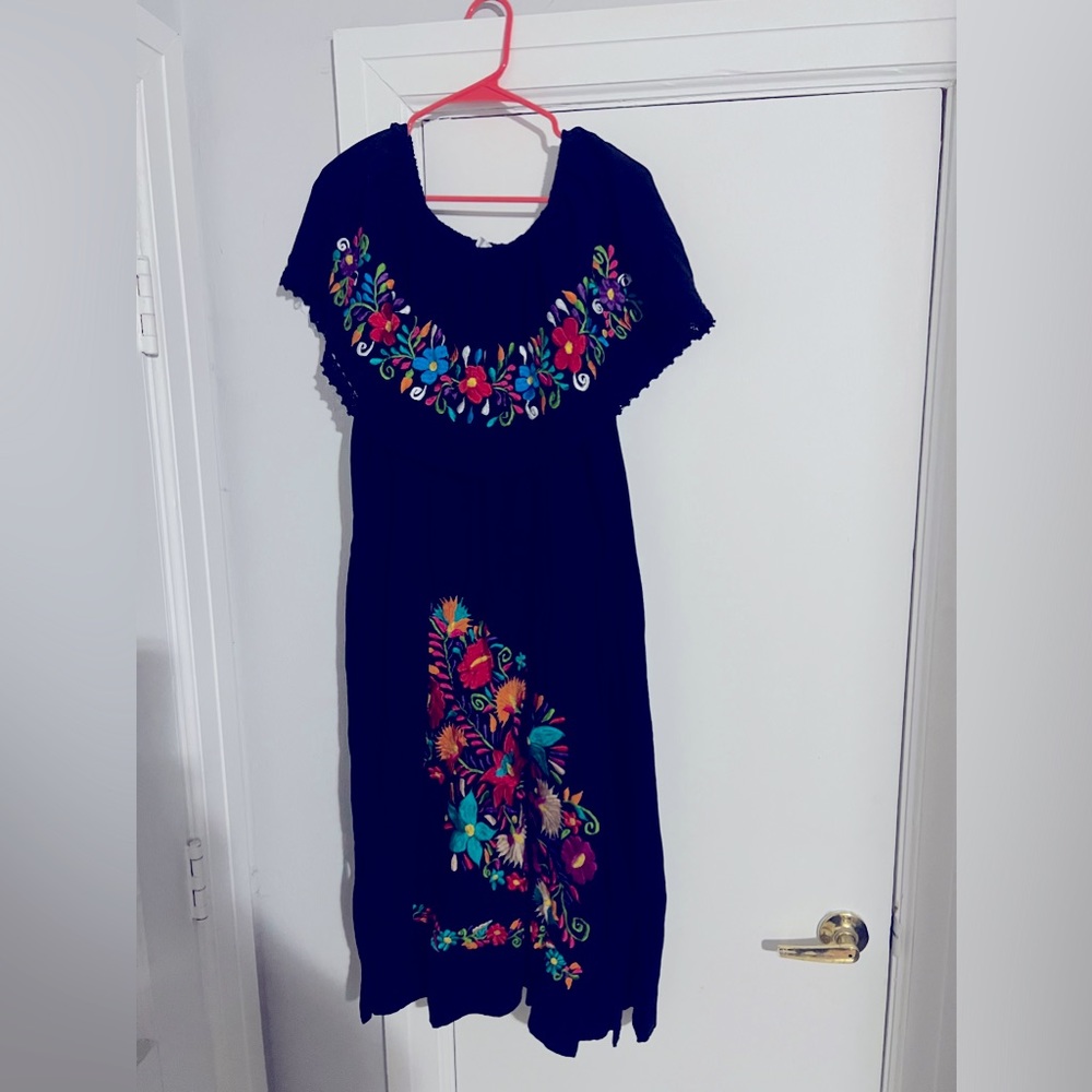 Handmade Mexican Embroidered MIDI Dress